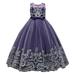 Flower Lace Dress Wedding Bridesmaid Pageant Party Formal Long Maxi Gown Big First Birthday Dance Prom Sequin Bowknot Puffy Tulle Dresses Child Sundress Kids Dailywear