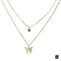 Double Crystal Butterfly Silver Gold Chain Necklace Women Xmas Gxdf Q6Z8