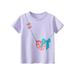 Summer Toddlers Girls Baby Half Sleeve Purple Top Crewneck Casual Top Lovely Cartoon Tops Toddlers Girls Baby Gifts Child Clothing Streetwear Kids Dailywear Outwear