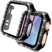 [2 Packs] Case Compatible with Apple Watch Series 3/2/1 42mm with Built-in Tempered Glass Screen Protector Bling Crystal Diamond Face Cover for Women iWatch 42mm - Black