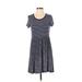 Roxy Casual Dress - A-Line Scoop Neck Short sleeves: Blue Print Dresses - Women's Size X-Small