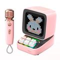 Divoom Ditoo-Mic Pixel Art LED Portable Bluetooth Speaker with Wireless Karaoke Microphone,App Controlled Screen, RGB Keyboard, Games, Alarms for Adults/Kids, Home Party