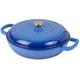 Shallow Cast Iron Casserole with Lid – Non Stick Dutch Oven Pot – Sturdy Ovenproof Stockpot Cookware – Enamelled Cooking Pot – Dark Blue, 3L, 30cm – by Nuovva