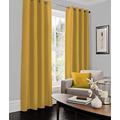 SELECT-ED Luxury FAUX SILK Fully Lined Eyelet Curtains Ring Top with Tie Backs Curtains (Ochre/Mustard, 90 x 108cm)