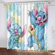 Doiicoon Lilo & Stitch Blackout Curtains Eyelets Blackout Curtains for Bedroom, Blackout Curtains Set of 2 for Children's Room Opaque Curtains (3,150 x 166cm(2X75X166cm))
