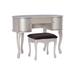 40.5" Silver Vanity Set with Mirror and Stool