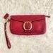 Coach Bags | Coach Bleecker Red Pink Leather Gold Buckle Large Wristlet Clutch Wallet Classic | Color: Pink/Red | Size: Os