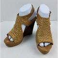 Michael Kors Shoes | Michael Kors Mk Women’s Studded Suede Wedge Platform Sandals Shoes Size 7m | Color: Brown | Size: 7