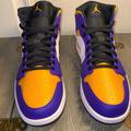 Nike Shoes | Nike Air Jordan 1 Mid “Los Angeles Lakers” Colorways Size: 10 1/2 Men/ 12 Wmns | Color: Gold/Purple | Size: 10.5