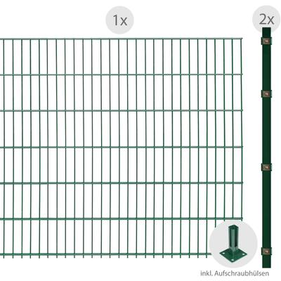 Doppelstabmattenzaun ARVOTEC "ESSENTIAL 123 zum Aufschrauben", grün (dunkelgrün), H:123cm, Stahl, Kunststoff, Zaunelemen