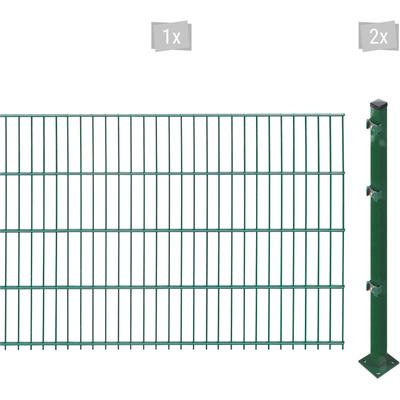 Doppelstabmattenzaun ARVOTEC "ESSENTIAL 83 zum Aufschrauben", grün (dunkelgrün), H:83cm, Stahl, Kunststoff, Zaunelemente