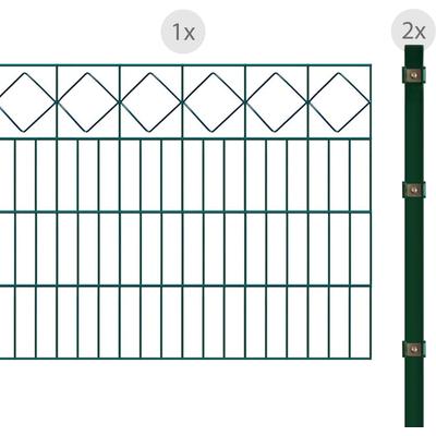 Doppelstabmattenzaun ARVOTEC "EXCLUSIVE 80 zum Einbetonieren "Karo" mit Zierleiste", grün (dunkelgrün), H:80cm, Stahl, K