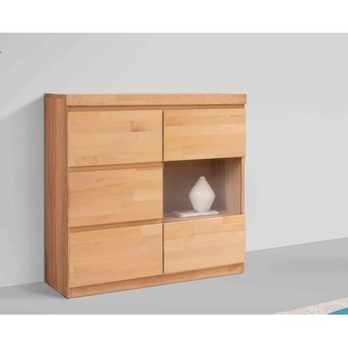 „Sideboard WOLTRA „“OSLO““ Sideboards Gr. B/H/T: 90 cm x 90 cm x 35 cm, beige (kernbuche) Sideboards Breite ca. 90 cm, Teilmassiv“