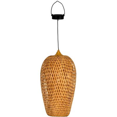 PAULEEN LED Pendelleuchte "Sunshine Bliss Solarpendel Outdoor Bambus/Rattan/Kunststoff/Metall", beige, Ø 22,0cm H: 75,2c