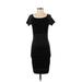 Max Studio Casual Dress Scoop Neck Short sleeves: Black Color Block Dresses - Women's Size Small
