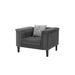 Accent Chair - LILOLA Mary Dark Gray Tufted Chair w/ 1 Accent Pillow Velvet/Fabric in Brown/Gray | 29 H x 44 W x 34.5 D in | Wayfair 89223-C