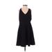 Lulus Cocktail Dress - A-Line V Neck Sleeveless: Black Print Dresses - Women's Size Small