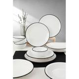 East Urban Home Caladin 12 Piece Dinnerware Set, Service for 4, Ceramic in White/Black | Wayfair 98063BB2904348C6904939163DBED222