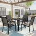 Red Barrel Studio® Onoria Square 4 - Person 74.2" Long Outdoor Dining Set Metal in Brown | 74.2 W x 74.2 D in | Wayfair