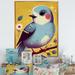 Red Barrel Studio® Cute Blue Cartoon Bird Sitting on a Branch II - Print on Canvas Metal in Blue/Yellow | 40 H x 30 W x 1.5 D in | Wayfair