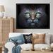 Bungalow Rose Luminous Blue Space Cat w/ Blue Eyes II - Animals Cat Canvas Wall Art Metal in Black/Blue/Brown | 16 H x 32 W x 1 D in | Wayfair