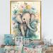 Viv + Rae™ Cute Little Baby Elephant in the Flowers I - Painting Wall Art Metal in Blue/Gray | 32 H x 24 W x 1 D in | Wayfair