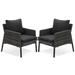 George Oliver Isatou Patio Dining Armchair w/ Cushion Wicker/Rattan in Black | 29.1 H x 27.2 W x 28.7 D in | Wayfair