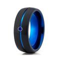 Blue Sapphire Wedding Ring, Black Tungsten Ring, Tungsten Carbide Ring, Unique Ring, Men & Women, Blue Band