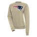 Women's Antigua Khaki New England Patriots Victory Pullover Sweatshirt