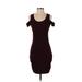 Jessica Simpson Casual Dress - Bodycon Scoop Neck Short sleeves: Burgundy Print Dresses - Women's Size Small