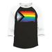 Shop4Ever Men s Progress Pride Flag Inclusive Rainbow Gay LGBTQ Raglan Baseball Shirt Large Black/White