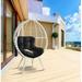 Galzed Patio Lounge Chair; Black Fabric & White Wicker