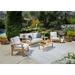 Jakarta Teak 5 Piece Loveseat Set with Loveseat 2 Club Chairs Coffee Table and Side Table Canvas Cushions