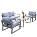 4-piece Patio Conversation Set with Coffee Table and Cushions Champagne