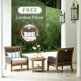 Cambridge Casual Palma 3-piece Teak Wicker Outdoor Chat Set with Cushion - FREE Lumbar Pillow