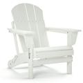 TORVA Folding Adirondack Chair Outdoor Furniture All-Weather HDPE Resin Patio Chair White
