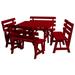 Kunkle Holdings LLC Square Picnic Dining Table and Bench Set Pine 43 Tractor Red