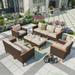 MF Studio 9 Piece Outdoor Patio Conversation Set Outdoor Furniture Sectional Wicker Sofa Set with Beige Cushions