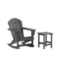 Polytrends Laguna Poly Rocking Adirondack Chair with Side Table Grey