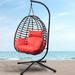 Cfowner Outdoor Egg Wicker Swing Chair With Stand for Balcony 37 Lx35 Dx78 H (Grey)