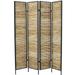 The Novogratz 63 x 71 Light Brown Bamboo Handmade Hinged Foldable Partition 4 Panel Room Divider Screen with Horizontal Bamboo Stick Design 1-Piece