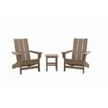 Wyndtree 3-pc. Modern Adirondack Chairs with Side Table Weathered Wood