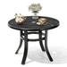 Crestlive Products Cast Aluminum Patio Side Table Outdoor Round Table with Umbrella Hole - 23.62 Dia. x 17.72 H