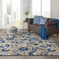 Nourison Aloha Indoor/Outdoor Floral Area Rug Blue/Natural Natural 7 10 x 10 6 Pet Friendly Stain Resistant 8 x 10 Outdoor Indoor Ivory Blue