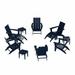 WestinTrends Ashore 12 Pieces Adirondack Chairs Set All Weather Poly Lumber Adirondack Chairs with Ottoman and Side Table Patio Conversation Outdoor Furniture Set Navy Blue