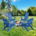 AOOLIMICS Weather-Resistant Plastic Patio Adirondack Chair-Set of 4 Navy Blue