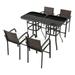 Patio Festival Metal 6-Piece Outdoor Dining Set in Brown and Black Finish