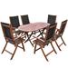 YJTONWIN 7 Pc Outdoor Dining Set Table & 6 Folding Chairs Solid Acacia Wood