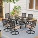 Rectangle Metal Table and 6 Swivel Chairs with Cushion 7-Piece Metal Outdoor Patio Dining Sets