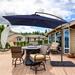 8.2 x 8.2 Ft Patio Offset Umbrella w/Steel Frame and Angle Adjustment Navy Blue